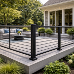 Professional aluminum railing installation on modern outdoor deck